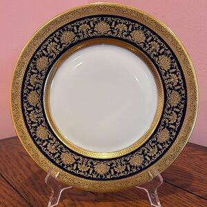 Antique Hutschenreuther Gold and Blue Cabinet Plate